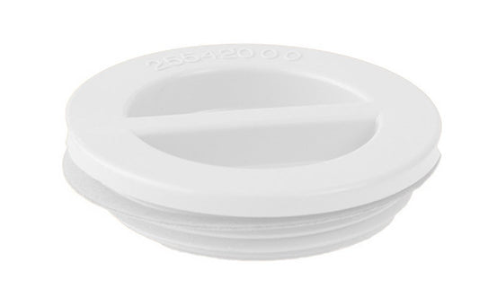 Custom Molded Products 25542-000-000 1.5" MPT White Flat Pool Plug with Gasket