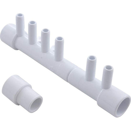 Waterway Plastics 806105120373 3/8" b 6 Port Flow Thru 1/2" s x 1" spg Manifold
