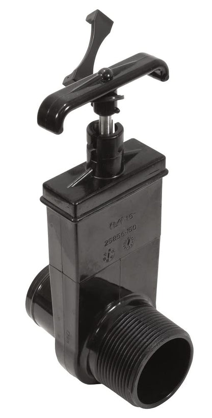 Custom Molded Products CMP Slice Valve, 1.5In Mip X 1.5In Hose Adapter, Black 25856-154-000