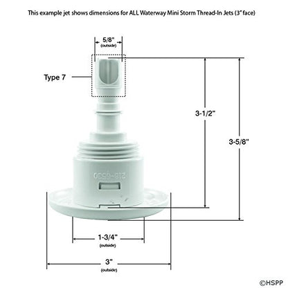 Waterway Plastics Jet Intl, WW Mini Storm, 3" fd, Dir, Textured Scal, Gry, THD