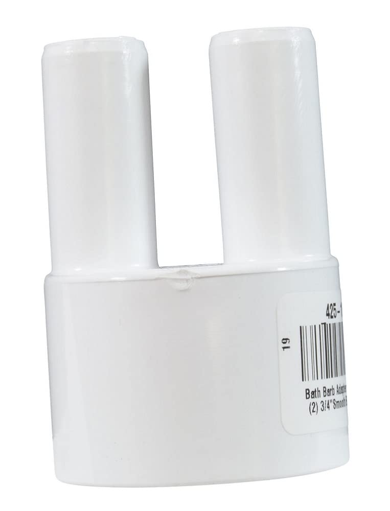 Waterway Plastics Bath Barb Adapter 1.5 Socket X (2) 3/4" Smooth Barb