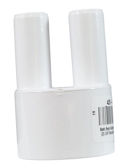 Waterway Plastics Bath Barb Adapter 1.5 Socket X (2) 3/4" Smooth Barb