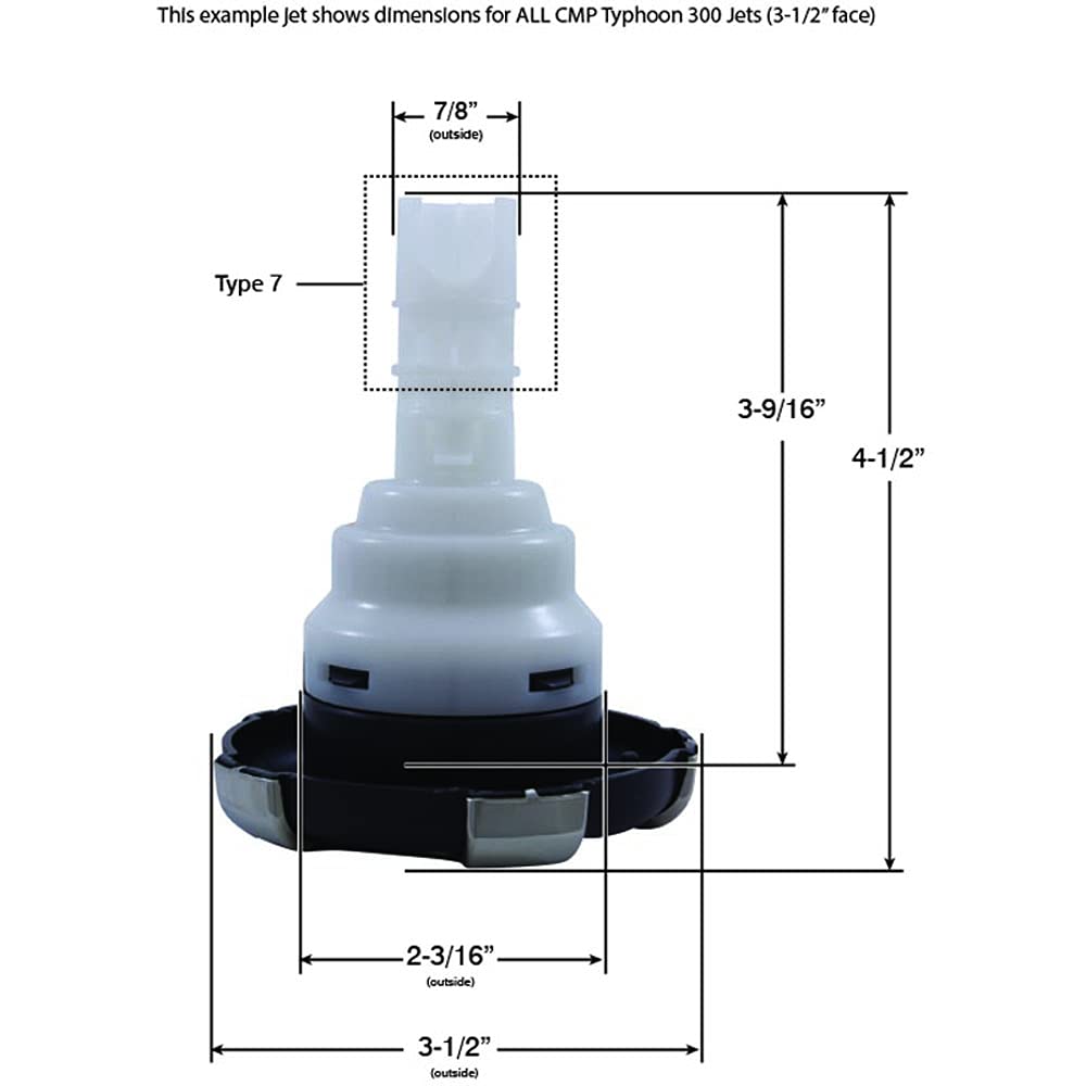 Custom Molded 23446-012-700 Jet Intl, Typhoon 300, 3-5/8"fd, Dir, Crown, SS/Graph Gray