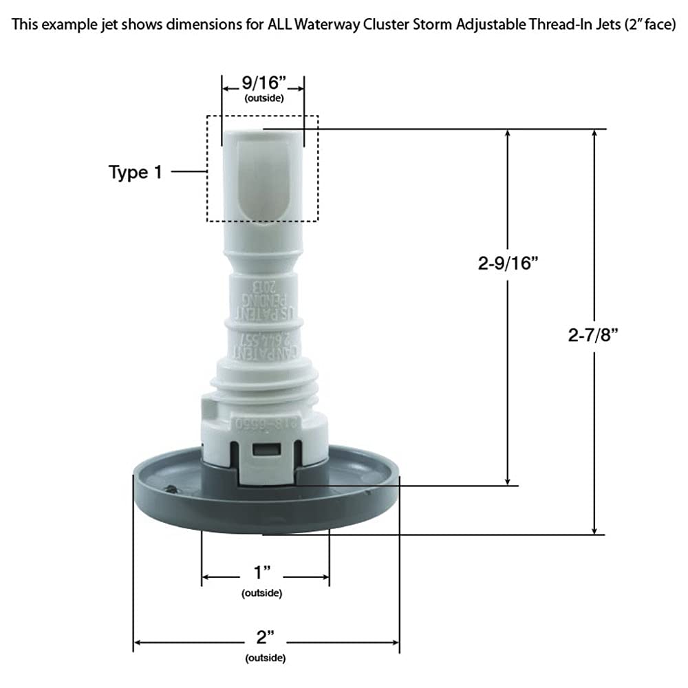 Waterway Plastics Jet Intl, WW Cluster Storm, 2" fd, Twin Roto, Smth, Blk/SS, THD