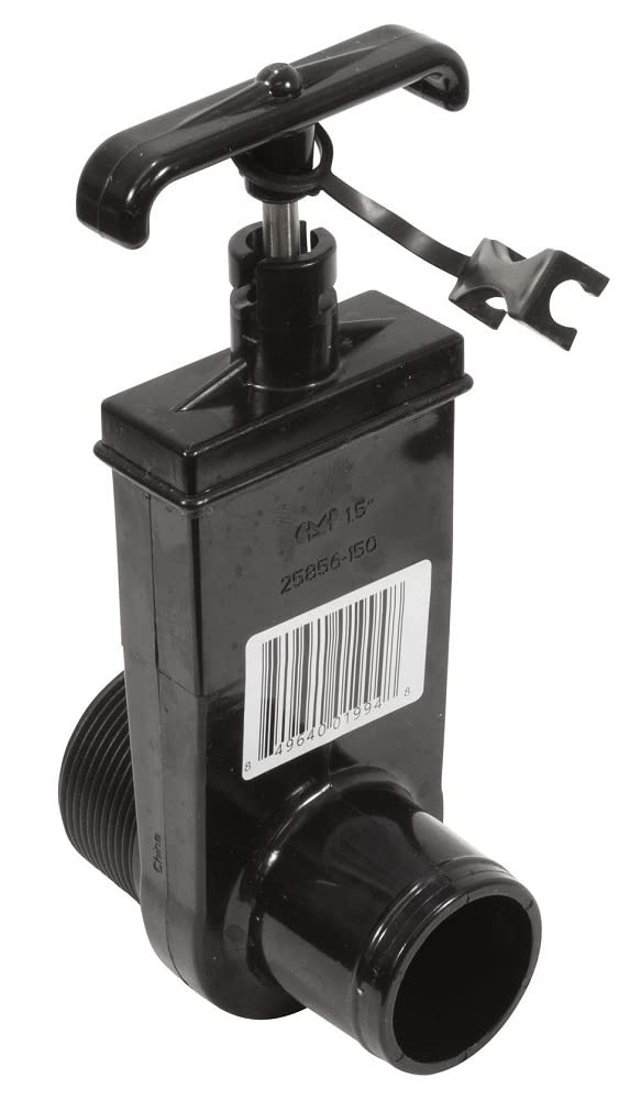 Custom Molded Products CMP Slice Valve, 1.5In Mip X 1.5In Hose Adapter, Black 25856-154-000