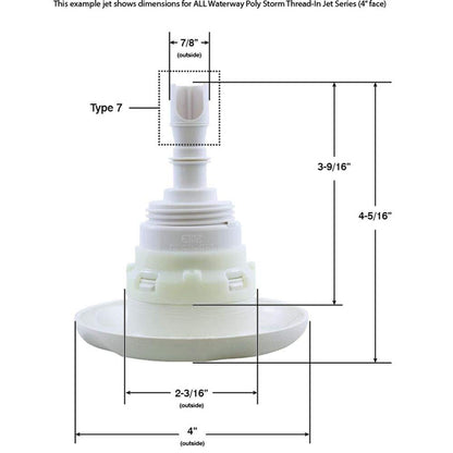 Waterway Plastics Jet Intl, WW Poly Storm, 4" fd, Dir, Scalloped, SS/Gry, THD