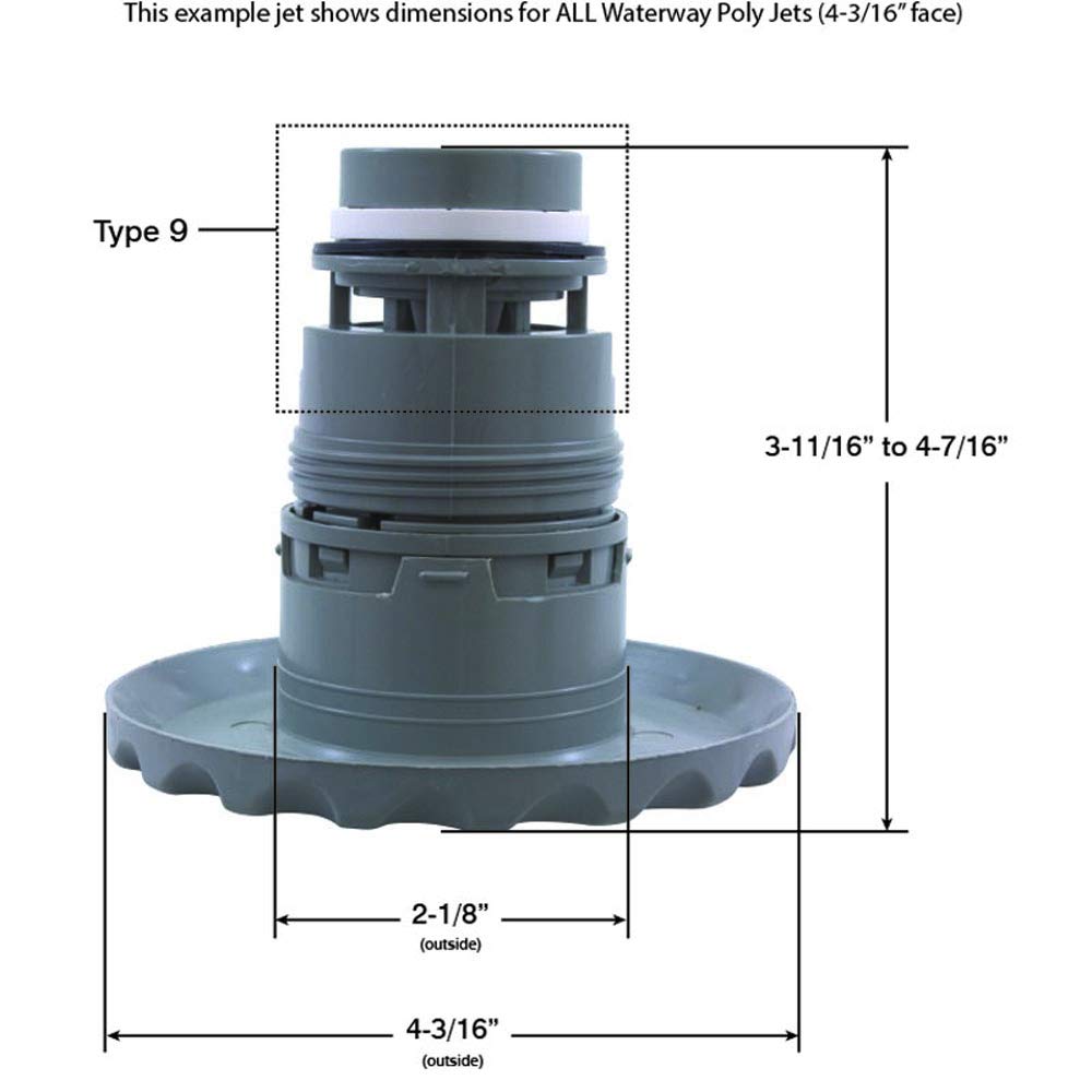 Waterway 210-6170 Poly Internal Large Pulsator, Black