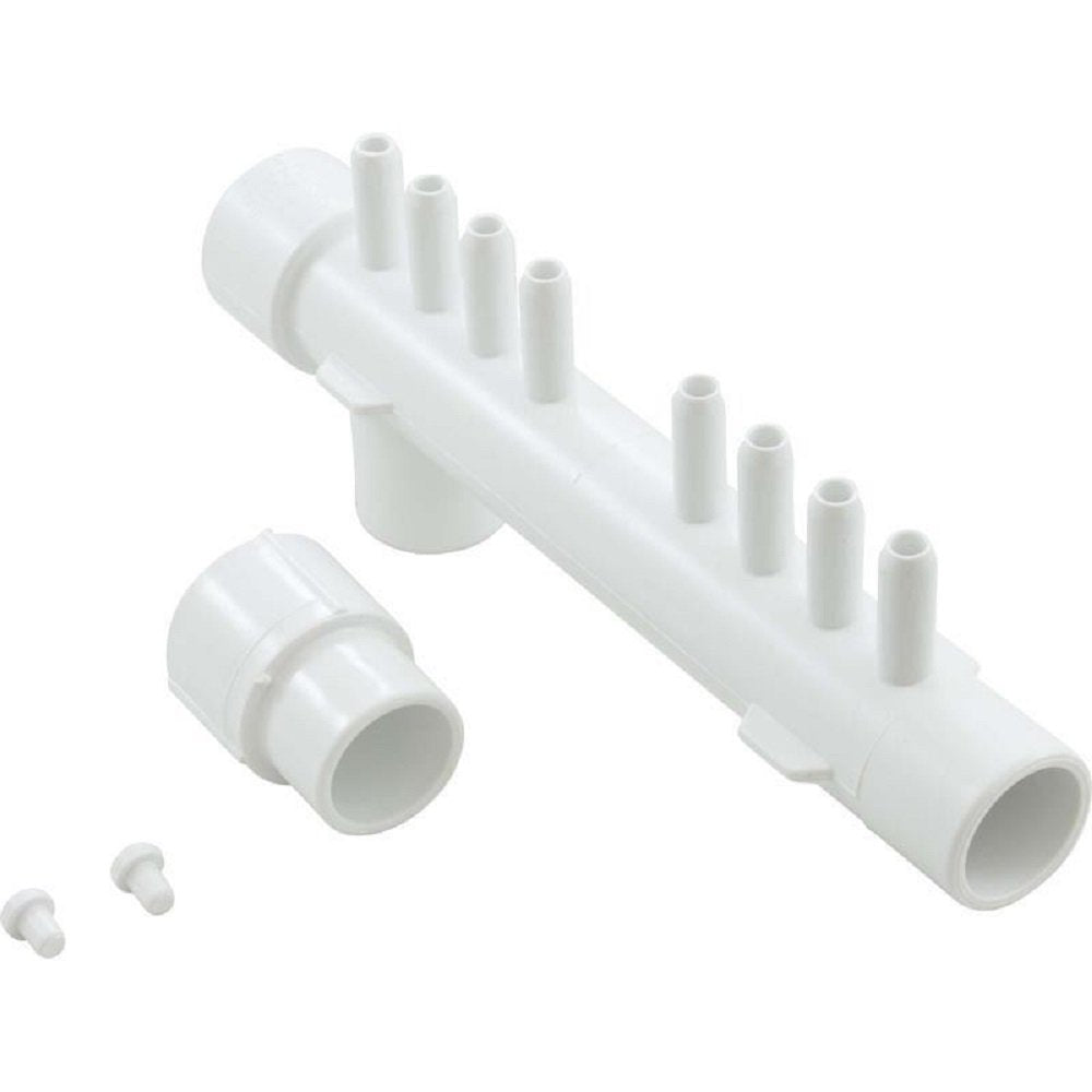 Waterway 672-4370 0.375" Barbs x 1" Slip x 1" spg x Dead End 8 Port Tee Manifold