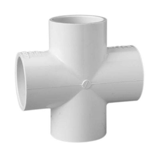 Schedule 40 PVC Pipe Slip x Slip x Slip x Slip Cross Fitting (2" Dia.) - 420-020