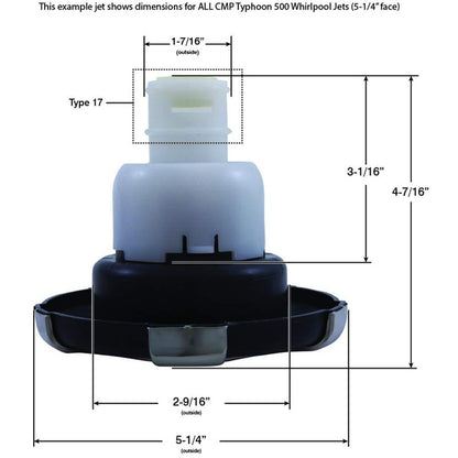 Custom Molded Products Jet Intl, CMP Typhoon 500, 5-1/4"fd, Dir, Crown, DkGry/SS
