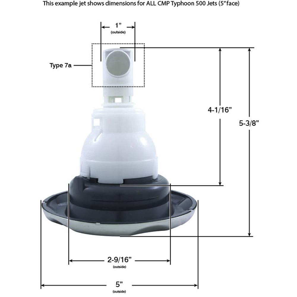 Custom Molded Products CMP Typhoon Internal, 500, 5in, Scalloped, 14 R'Ssage Pulsator, Classic Gray, Stainless 23452-712-900