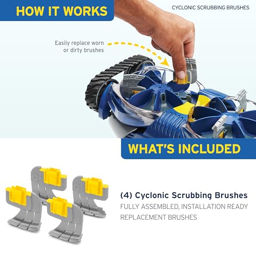Zodiac Genuine Parts Cyclonic Srubbing Brushes R0714400, 4-Pack, Replace Dirty or Worn Brushes for Zodiac MX6, MX6 Elite, MX8, and MX8 Elite, Also Polaris MAXX, Atlas, and Atlas XT