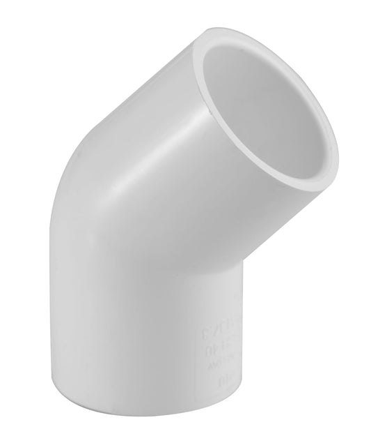 Lesso America 417 Series PVC Pipe Fitting - 45Â°Ell - Schedule 40 (White) - 3/4" (SOC x SOC) / High-Flow Capacity/Plumbing, Irrigation, Pool, Spa/NSF Certified/Construction Grade (417-007)