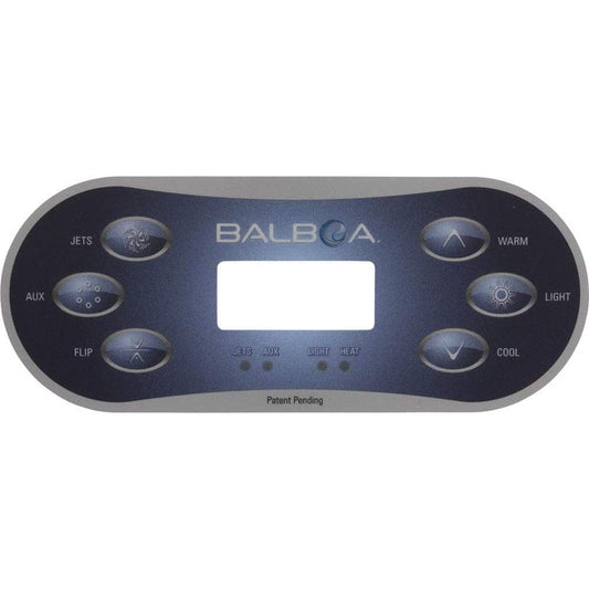 Balboa Overlay, Balboa BP Series,TP600,6 Button,P1,Aux,Flip,Temp,Lt 12101