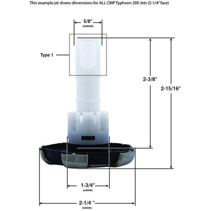Custom Molded Products Jet Intl, CMP Typhoon 200, 2-1/4"fd, Mass, Crown, Dk Gry/SS
