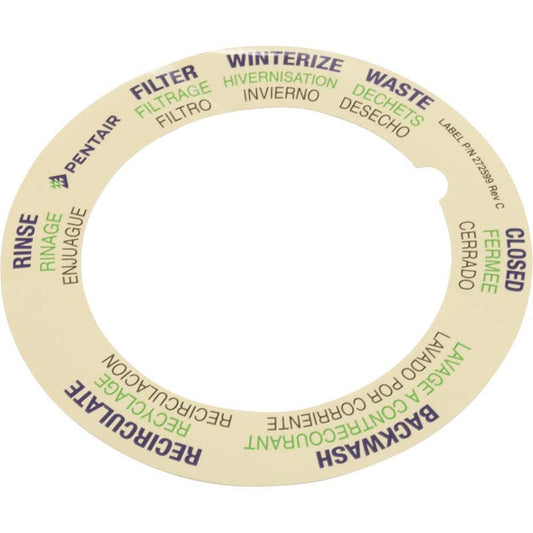 Pentair 272599 Top Mount Valve Label Replacement Tagelus Pool and Spa Sand Filter