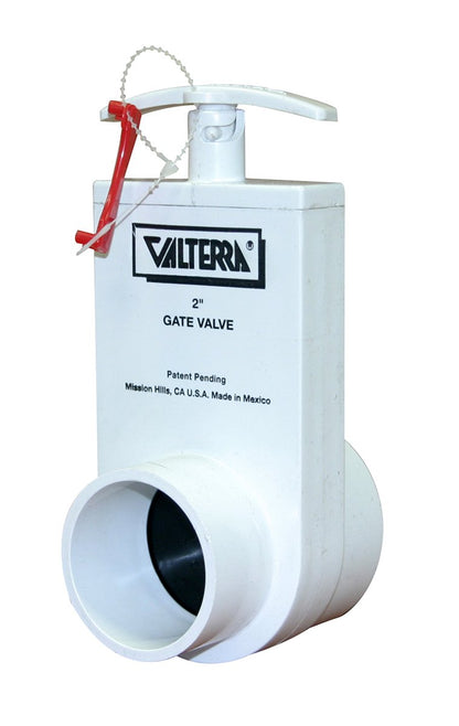 Valterra 2202X PVC Unibody Gate Valve, White, 2" Slip x Spigot w/Gate Keeper
