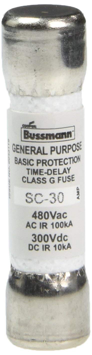 Bussmann SC-30BC 30 Amp Time-Delay Class G Melamine Tube, 600V UL Listed 1-In Bag
