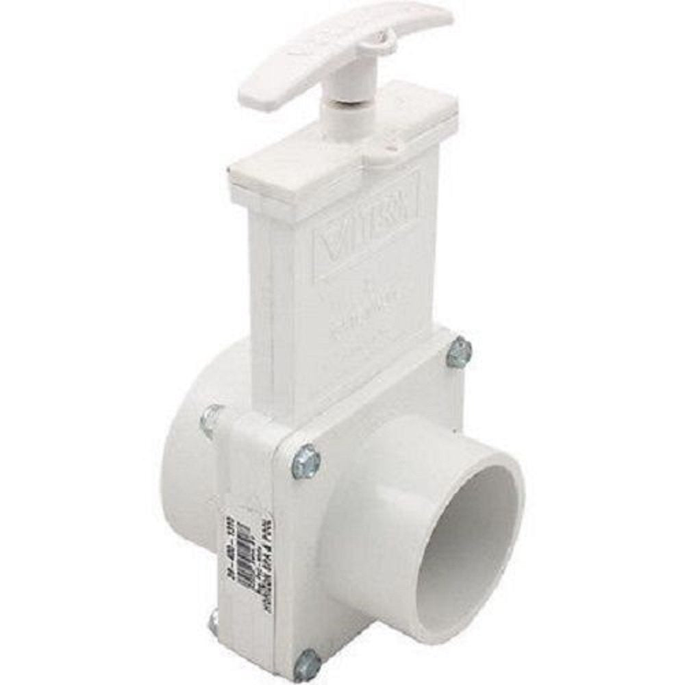 Valterra 6202 PVC Gate Valve, White, 2" Slip x Spig