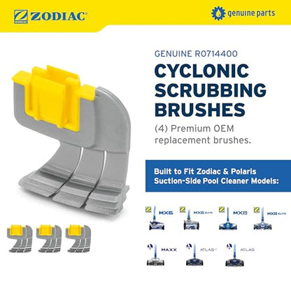 Zodiac Genuine Parts Cyclonic Srubbing Brushes R0714400, 4-Pack, Replace Dirty or Worn Brushes for Zodiac MX6, MX6 Elite, MX8, and MX8 Elite, Also Polaris MAXX, Atlas, and Atlas XT