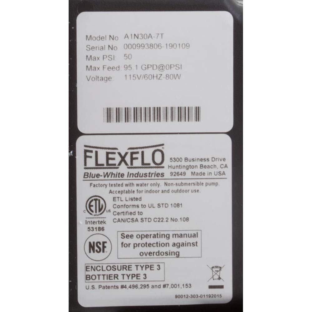 Pump, Peristaltic, Blue White Flexflo A-100NA, 115v,95.1 GPD