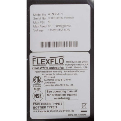 Pump, Peristaltic, Blue White Flexflo A-100NA, 115v,95.1 GPD