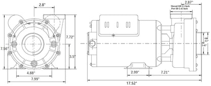 Lingxiao Pump 48WUA1502C-II Pump, LX 48WUA, 1.5hp, 230v, 2-Spd, 48Fr, 2"