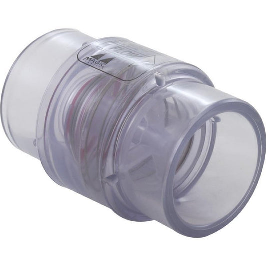 Magic Plastics Check Valve, 1-1/2"s x 2" spg, 1/4 lb., Clear 0830-15C