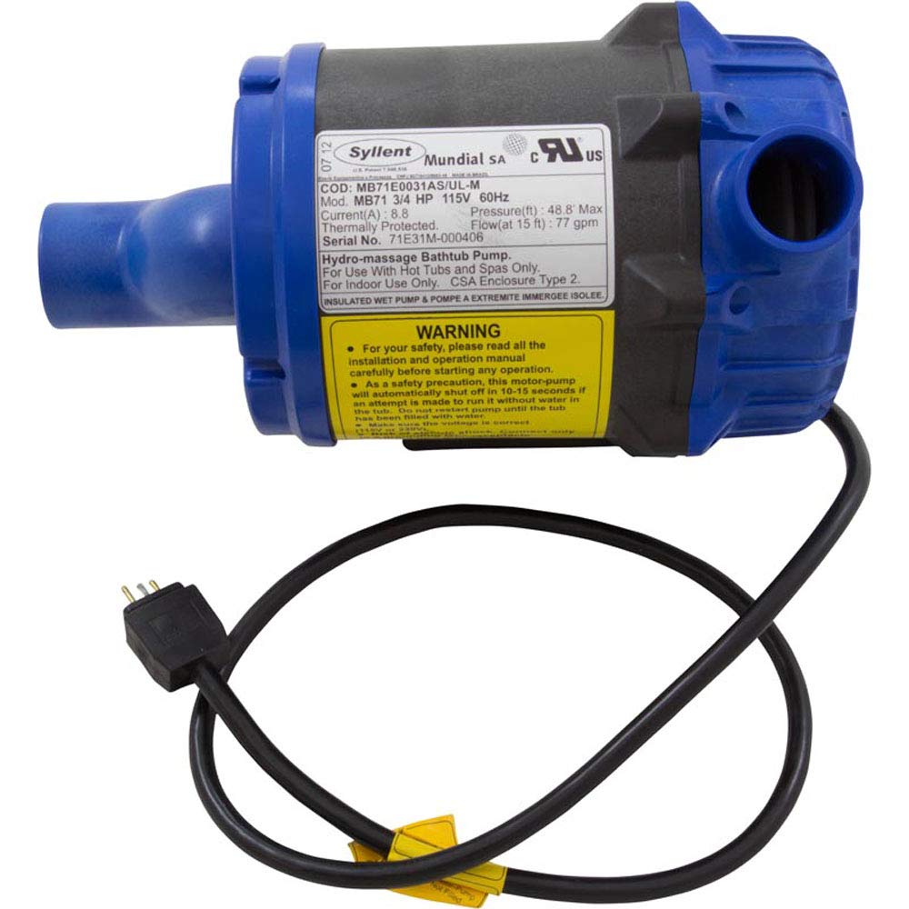 Mundial Pump, Syllent, 0.75 Horsepower, 115v, 100% Drain, JJ Cord, OEM