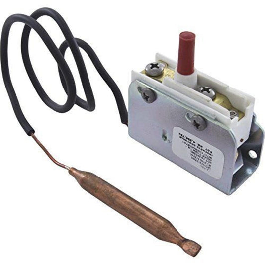 Invensys Appliance Hi-Limit, 5/16" Dia, 12" Capillary, SPST, Screw Terminal, 25A 275-3290-00