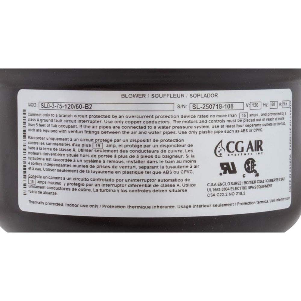 CG Air Systems Sl0-3-75-120/60-B2 Silver Blower, 300W Ceramic Element