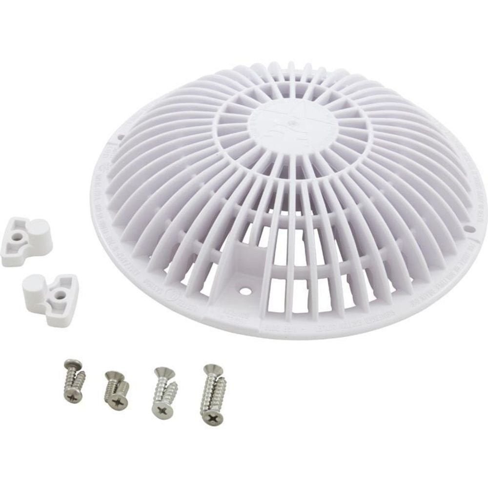 AquaStar R8MF101 8" Round Retro MoFlow Main Drain Grate with Hardware - White