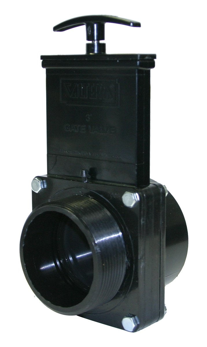 Valterra 7305 ABS Gate Valve, Black, 3" MPT x Slip
