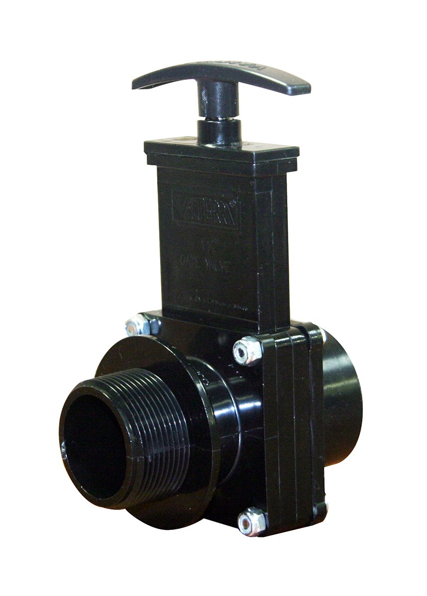 Valterra 7108 ABS Gate Valve, Black, 1-1/2" FPT x MPT