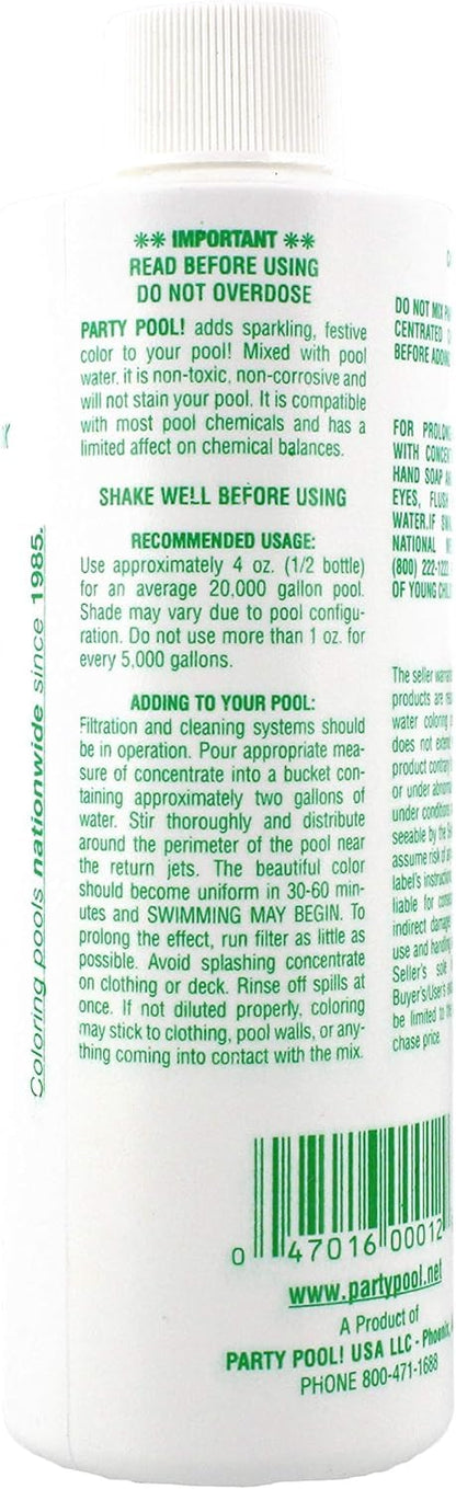 Party Pool Color Additive Green Lagoon, 8 Ounce