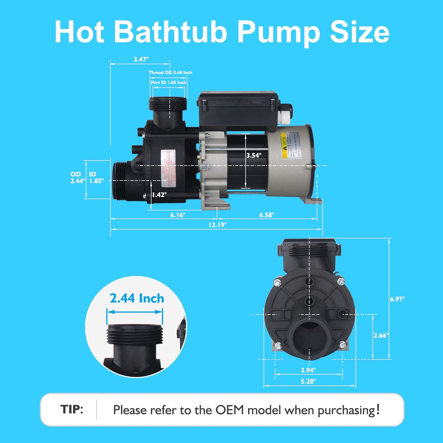 LINGXIAO Bath Pump & Hot Tub Bath Pump - LX Bath Pump 110V - 120V, 1.5" Port (WCH100)