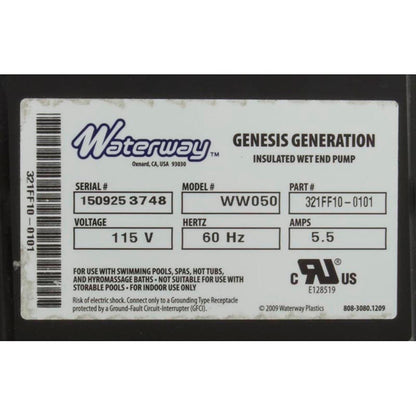 Waterway 321FF10-0101 Bes-6000 0.5Hp 115V 1-Spd Pump