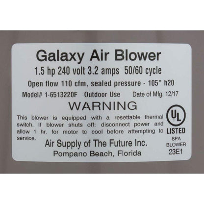 Air Supply Galaxy Pro 6515231 1.5hHP 230v 3.2A Hardwire Blower