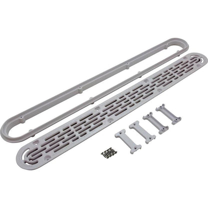 AquaStar 32in. Channel Drain Flat Grate Anti-Entrapment Suction Outlet Cover with Frame White 32CDFLFR101