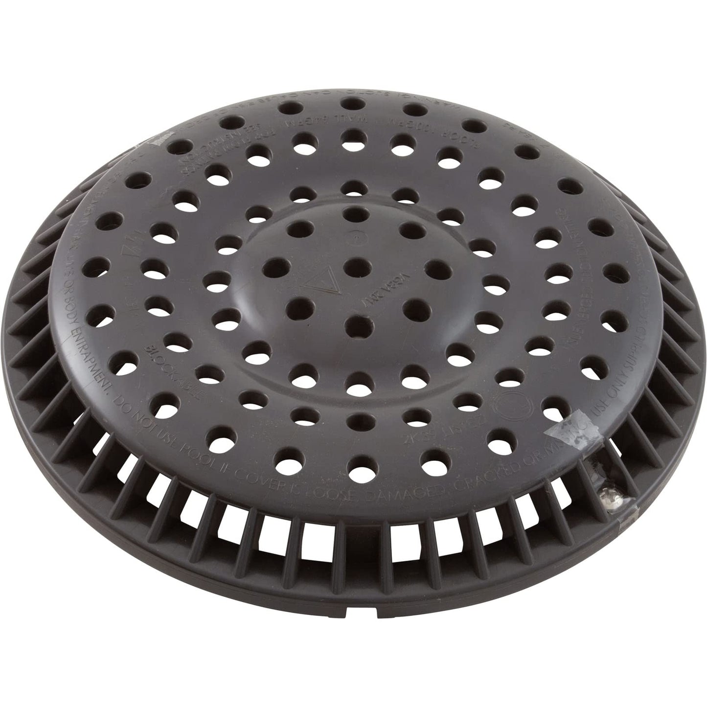 Waterway Plastics Main Drain Grate, WW Anti-Vortex, 8" Round, w/o Screws, Dk Gry
