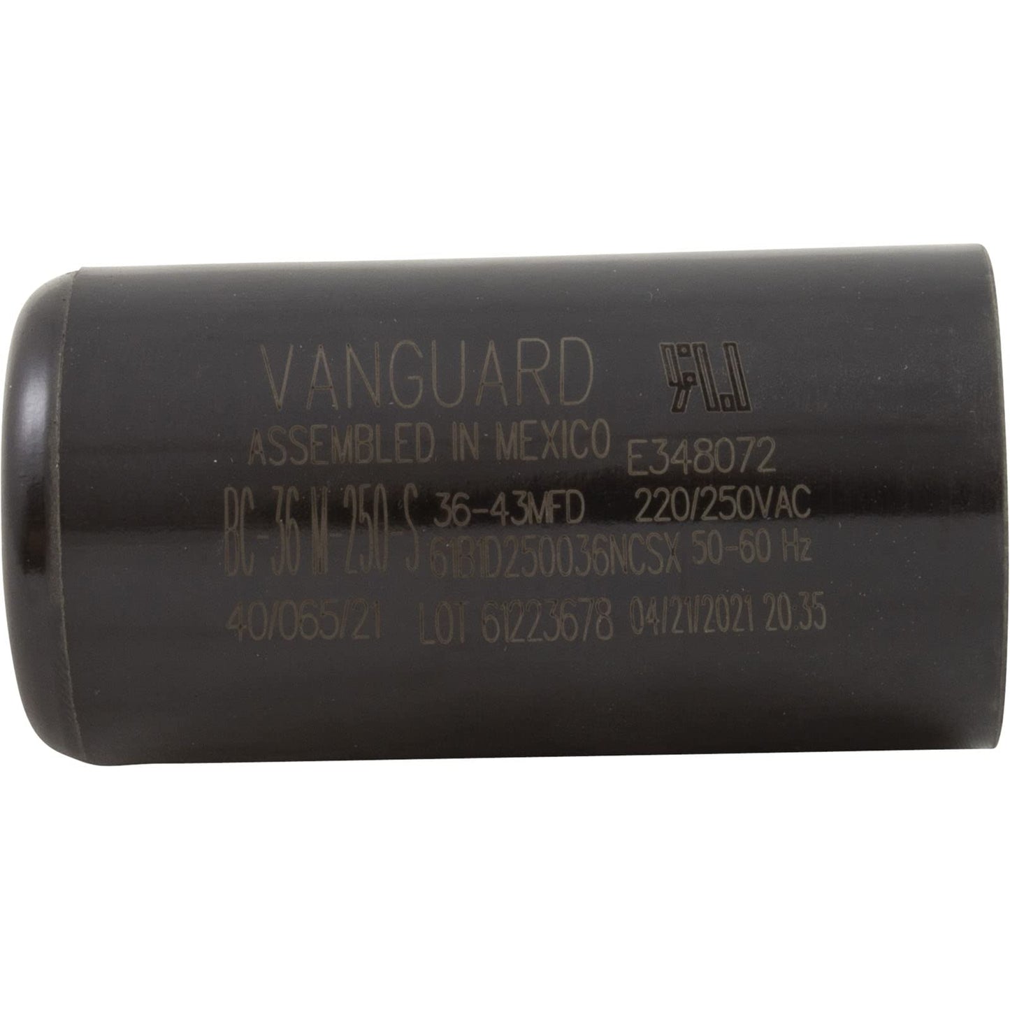 VANGUARD Start Capacitor, 36-43 MFD, 250v, 1-7/16" x 2-3/4"