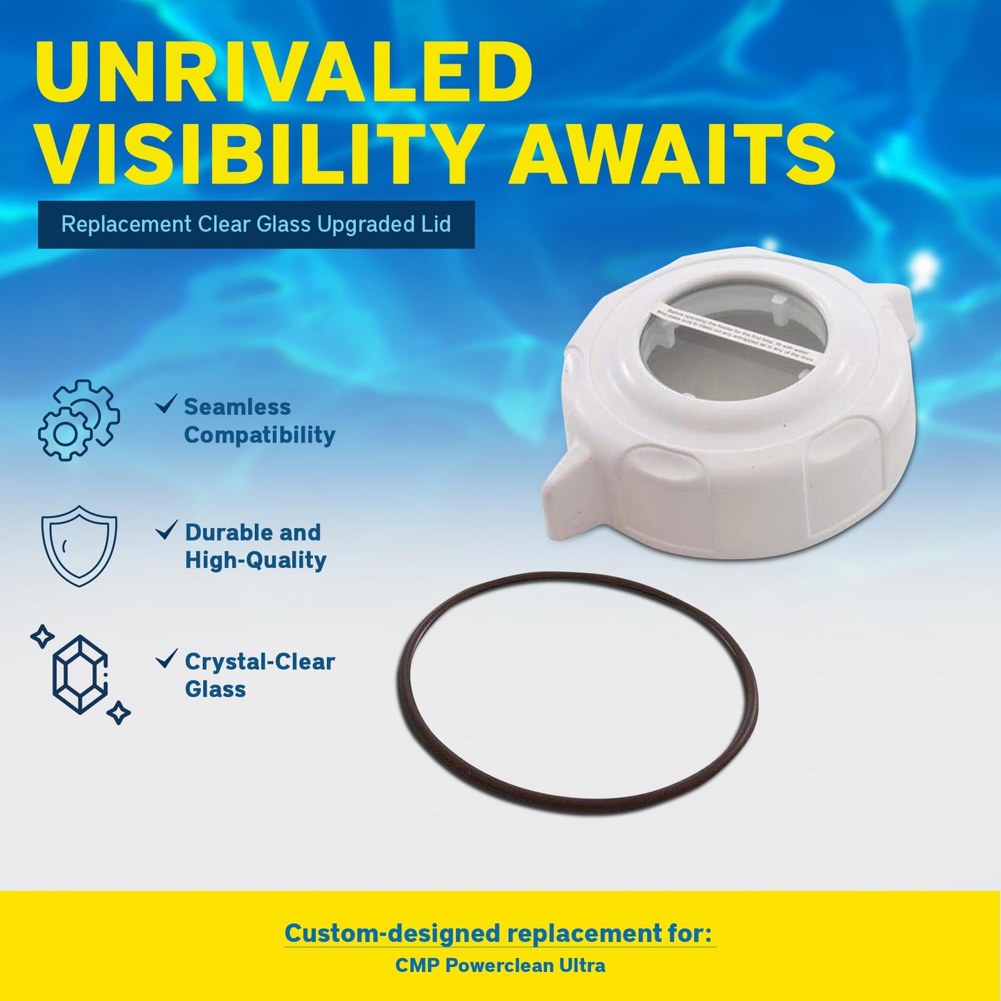 Custom Molded Products Powerclean Ultra Chlor Cover Assembly, Clear Glass