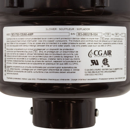 Blower, CG Air Millenium 3, 115v, 7.0A, 3-SPD, 3ft AMP, Heater, AS