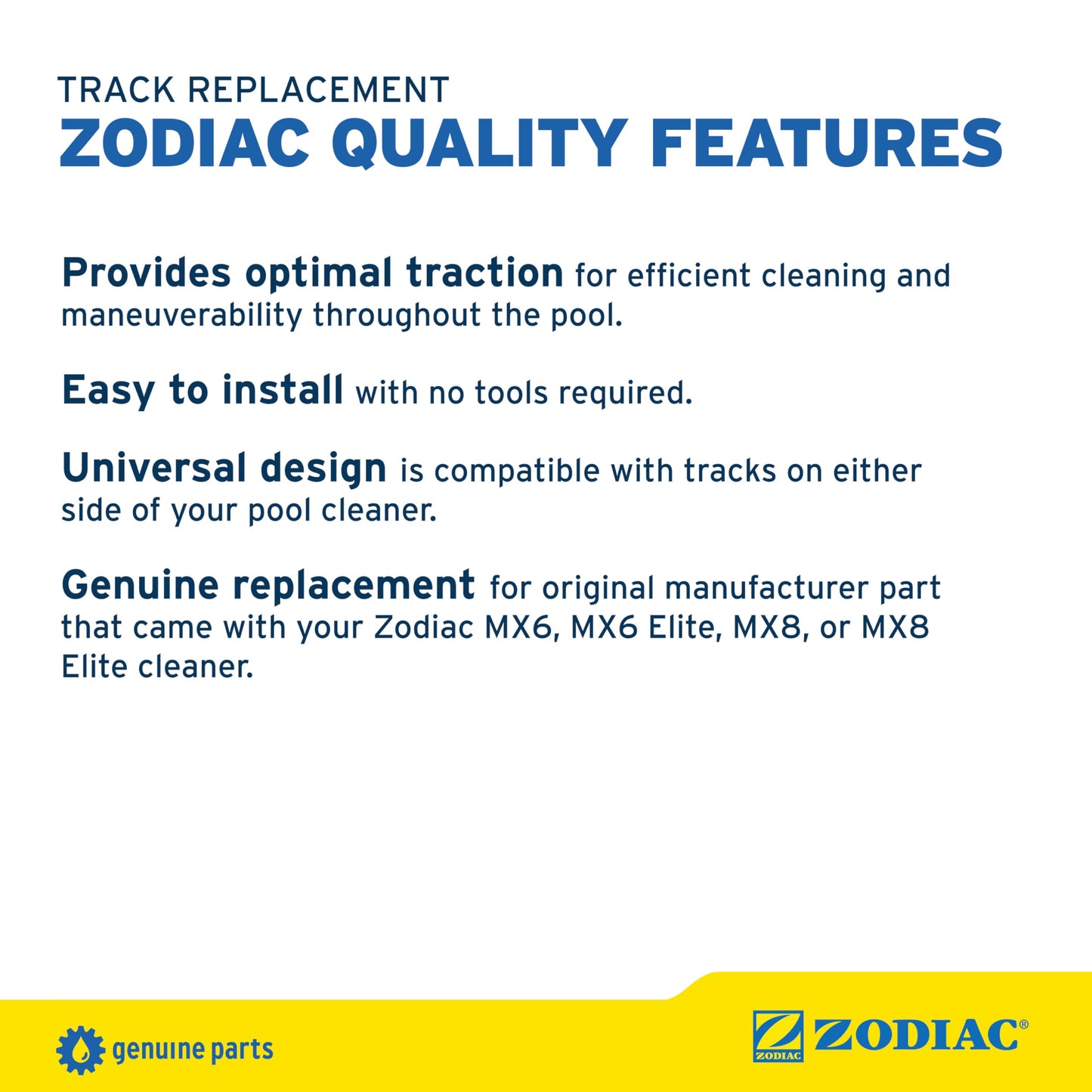 Zodiac Genuine Parts Track Replacement R0526100, Maintains Optimal Traction for Zodiac Suction Cleaners MX6, MX6 Elite, MX8, MX8 Elite