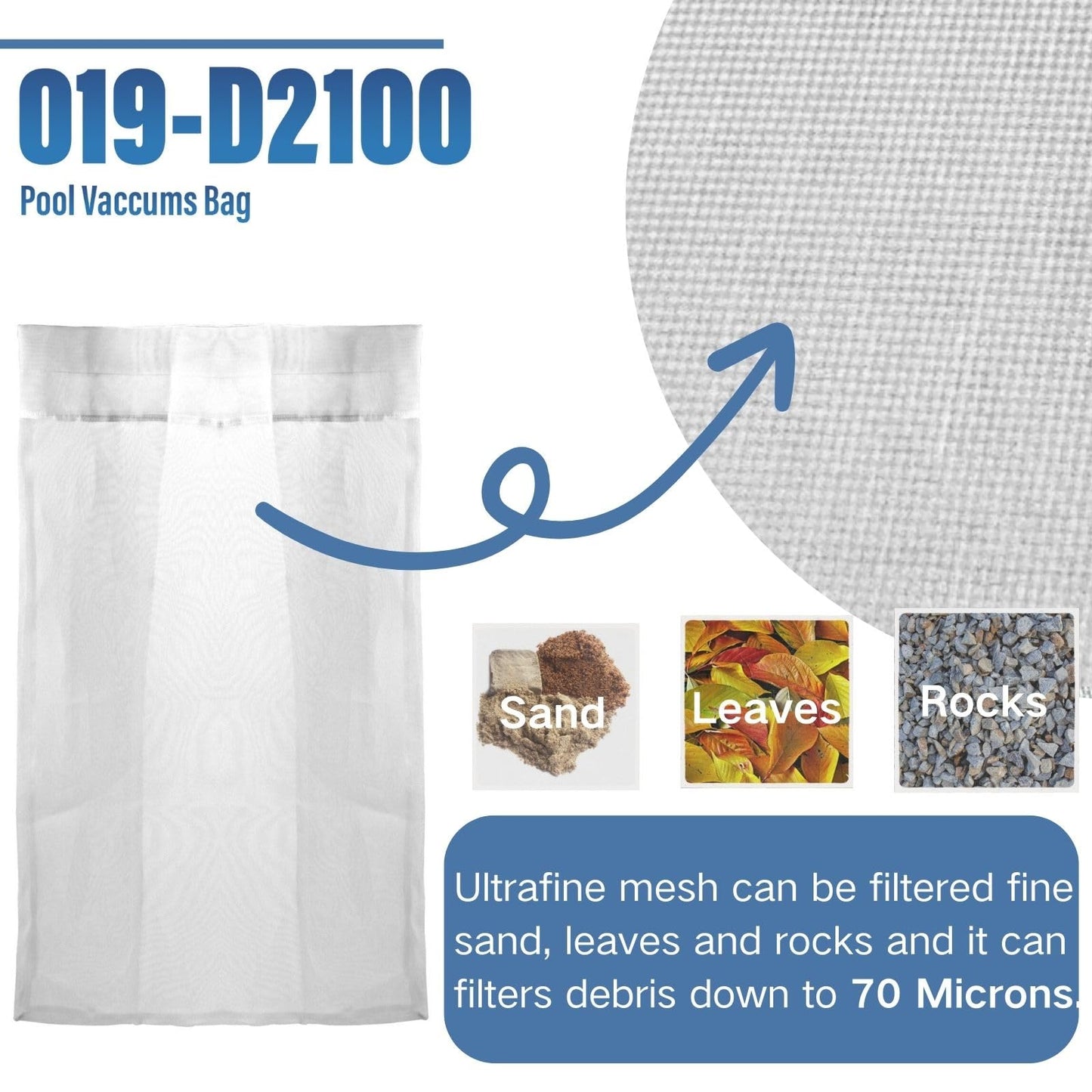 019-D-2100 Superfine Mesh Debris Bag Replacement for Power-Vac PV2100 PV2200 PV2500 PV3000