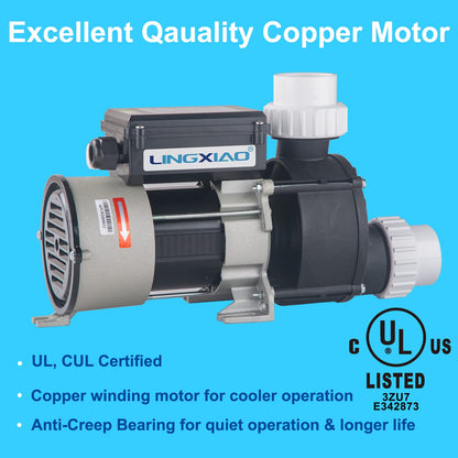 LINGXIAO 2HP Hot Tub Bath Pump - LX Pump Motor 110V - 120V, 1.5" Port (WBH200)
