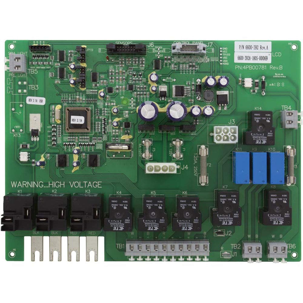 Sundance Spas 6600-392 PCB, 3-Pump, LCD, 60Hz, 2014 Green Rectangular Hot Tub