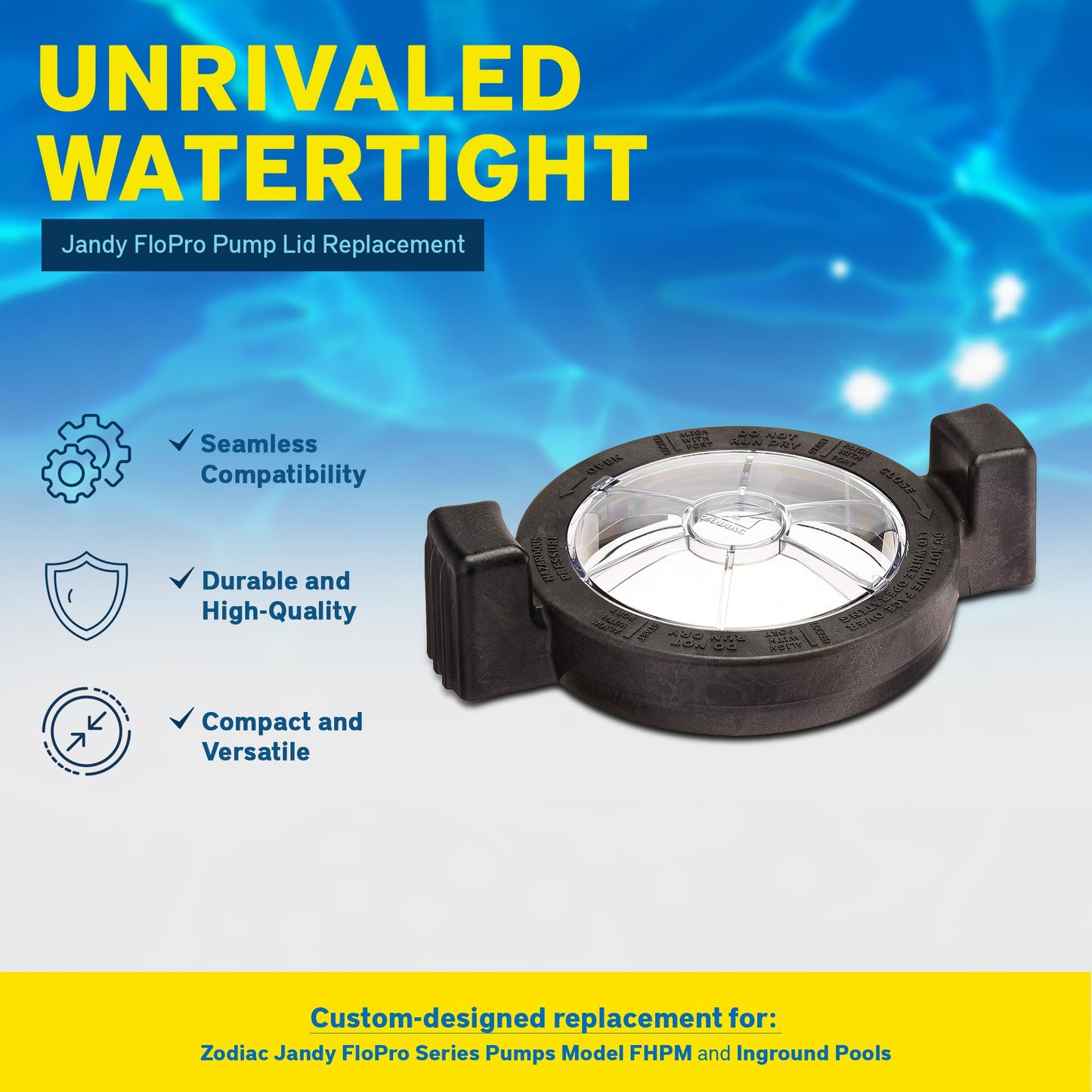 Zodiac R0480000 Lid with Locking O-Ring Assembly Replacement for Zodiac Jandy FloPro FHPM Series Pump