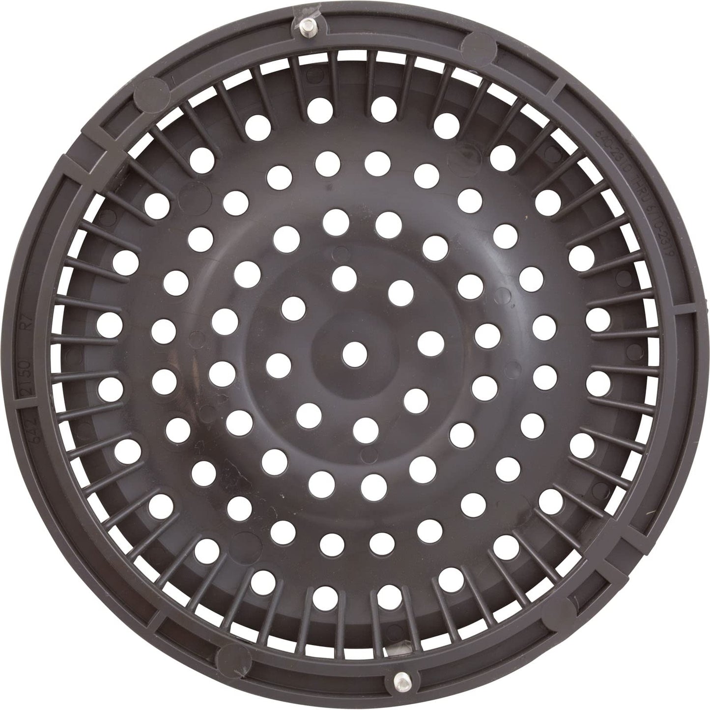 Waterway Plastics Main Drain Grate, WW Anti-Vortex, 8" Round, w/o Screws, Dk Gry