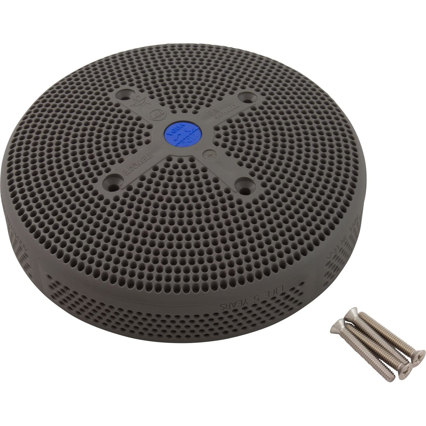 6" Suction Outlet Cover, W/Stainless Screws(4)Hydroair Rplcmt, Dkgray 6HPHA105